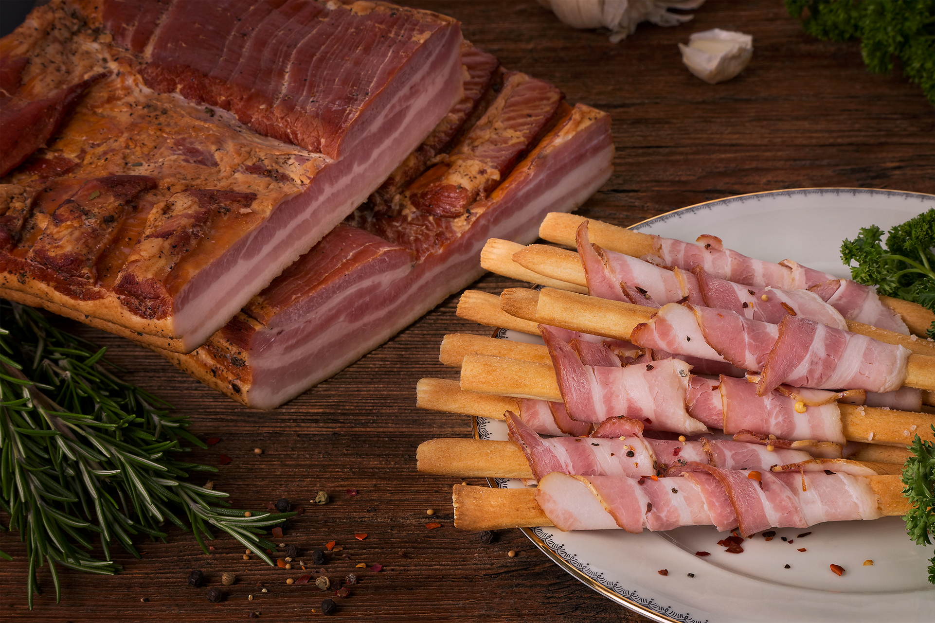 Fähnernspeck geschnitten